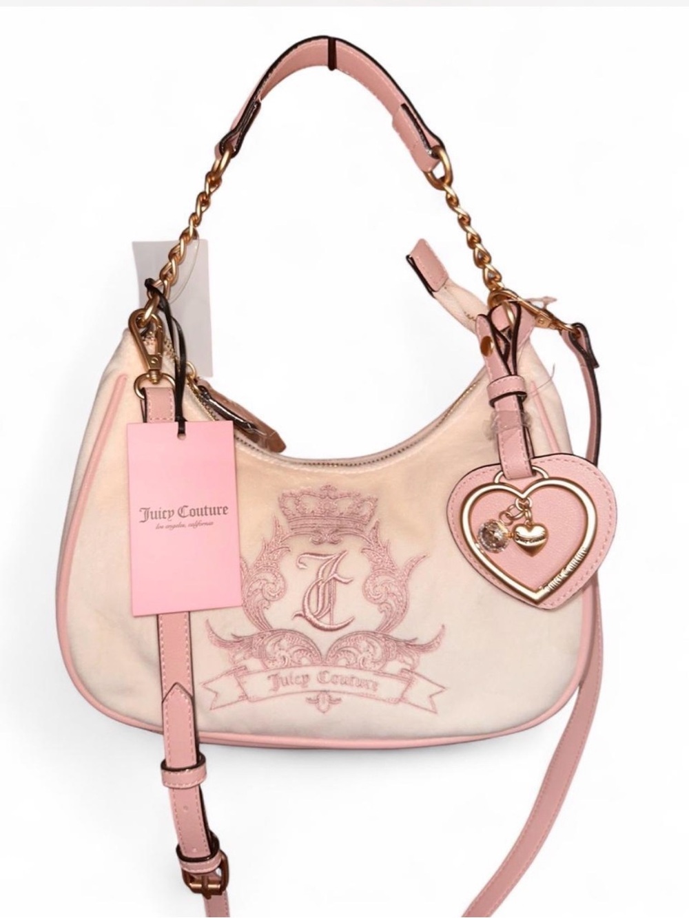 Juicy Couture “Need More Juicy Coho” Shoulder Bag, white/pink